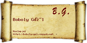 Boboly Gál névjegykártya